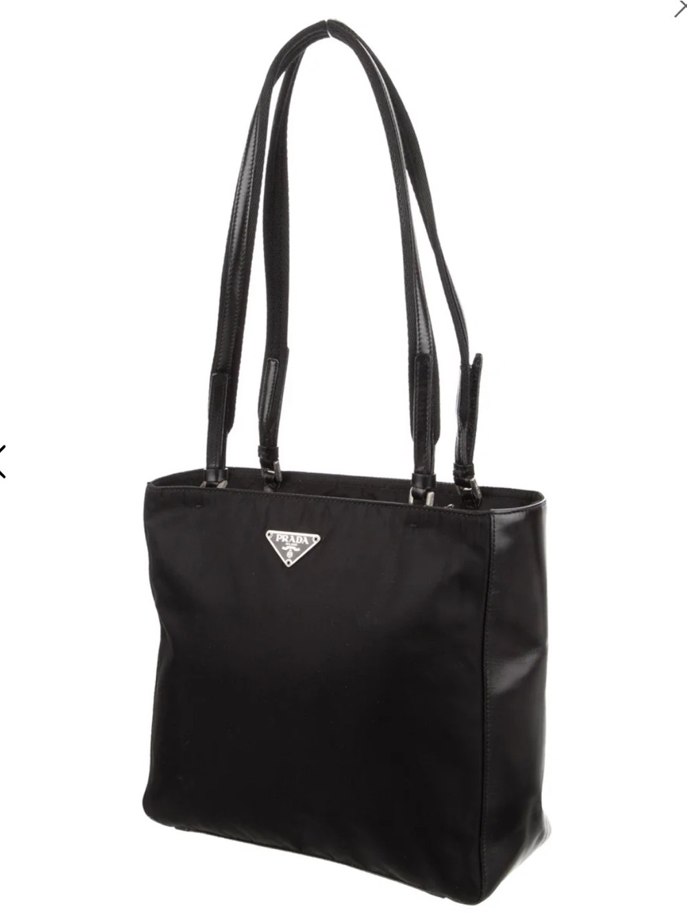 Prada Black Nylon Shoulder Tote with Double Straps with dust bag